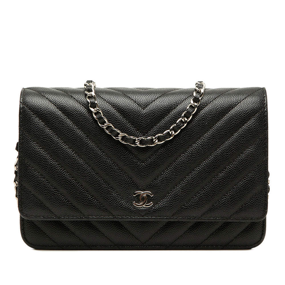 Pre-Loved Chanel CC Chevron Caviar Wallet On Chain